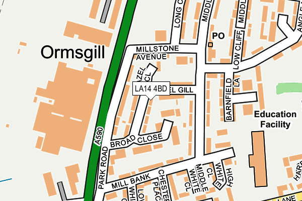 LA14 4BD map - OS OpenMap – Local (Ordnance Survey)