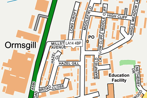 LA14 4BP map - OS OpenMap – Local (Ordnance Survey)