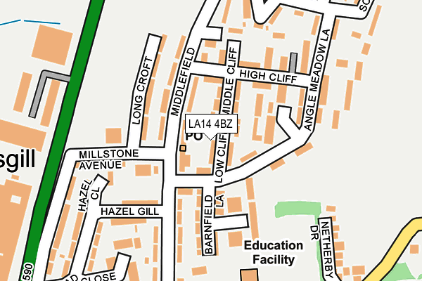 LA14 4BZ map - OS OpenMap – Local (Ordnance Survey)