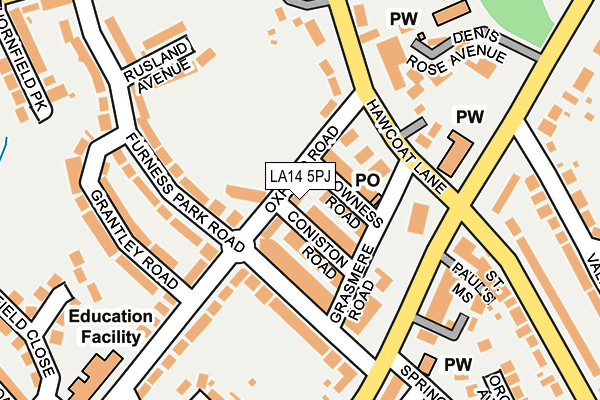 LA14 5PJ map - OS OpenMap – Local (Ordnance Survey)