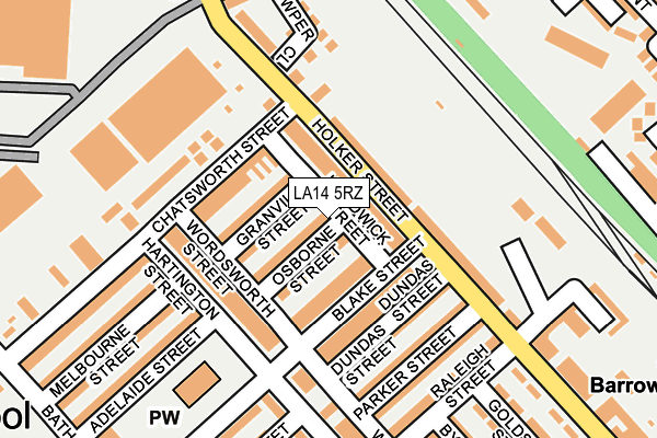 LA14 5RZ map - OS OpenMap – Local (Ordnance Survey)