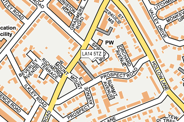 LA14 5TZ map - OS OpenMap – Local (Ordnance Survey)