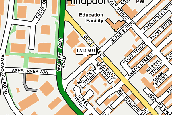 LA14 5UJ map - OS OpenMap – Local (Ordnance Survey)
