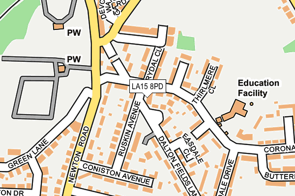 LA15 8PD map - OS OpenMap – Local (Ordnance Survey)