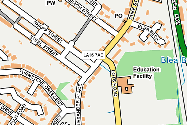 LA16 7AE map - OS OpenMap – Local (Ordnance Survey)
