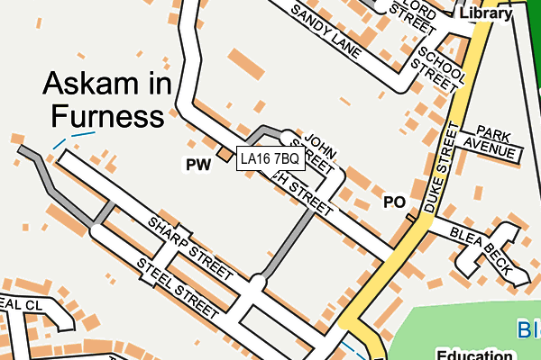 LA16 7BQ map - OS OpenMap – Local (Ordnance Survey)