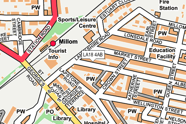 LA18 4AB map - OS OpenMap – Local (Ordnance Survey)