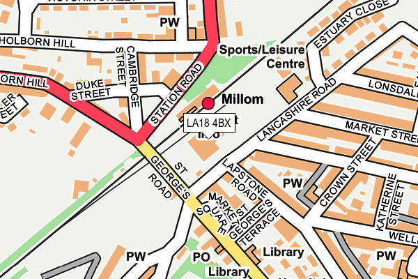 LA18 4BX map - OS OpenMap – Local (Ordnance Survey)