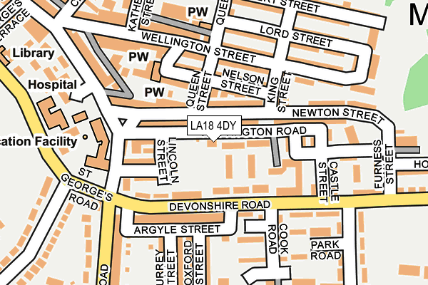 LA18 4DY map - OS OpenMap – Local (Ordnance Survey)