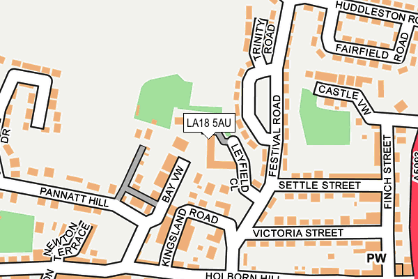 LA18 5AU map - OS OpenMap – Local (Ordnance Survey)