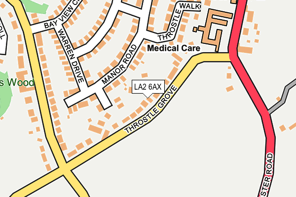 LA2 6AX map - OS OpenMap – Local (Ordnance Survey)