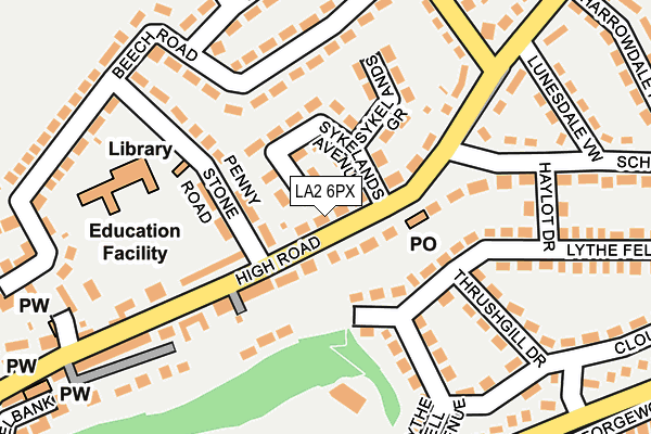 LA2 6PX map - OS OpenMap – Local (Ordnance Survey)