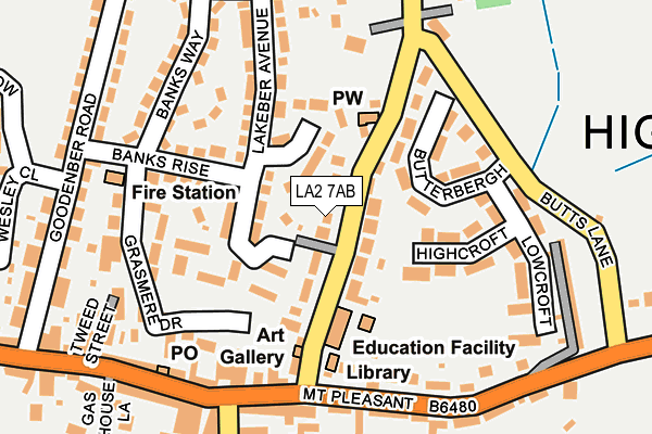 LA2 7AB map - OS OpenMap – Local (Ordnance Survey)