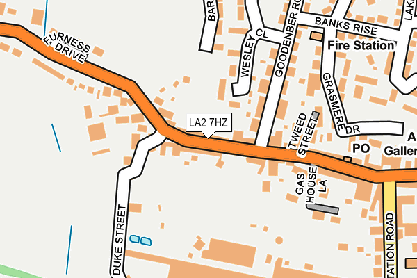 LA2 7HZ map - OS OpenMap – Local (Ordnance Survey)