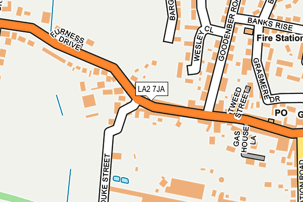 LA2 7JA map - OS OpenMap – Local (Ordnance Survey)