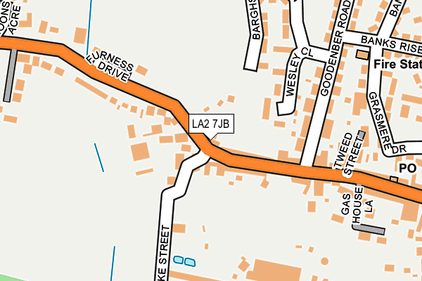 LA2 7JB map - OS OpenMap – Local (Ordnance Survey)