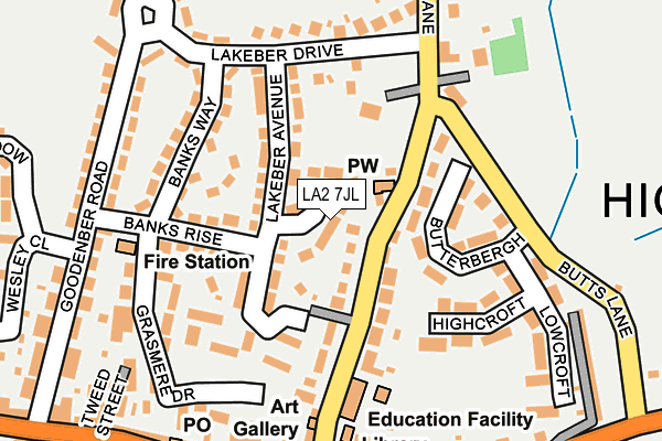 LA2 7JL map - OS OpenMap – Local (Ordnance Survey)