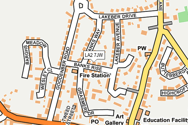 LA2 7JW map - OS OpenMap – Local (Ordnance Survey)