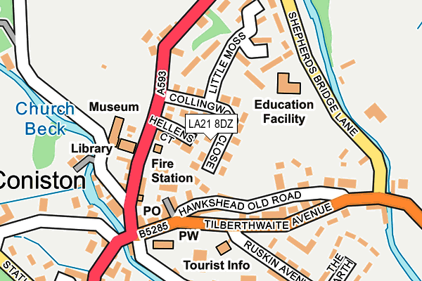 LA21 8DZ map - OS OpenMap – Local (Ordnance Survey)