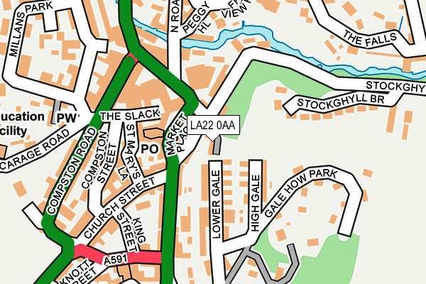 LA22 0AA map - OS OpenMap – Local (Ordnance Survey)