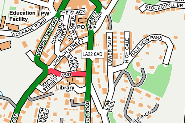 LA22 0AD map - OS OpenMap – Local (Ordnance Survey)