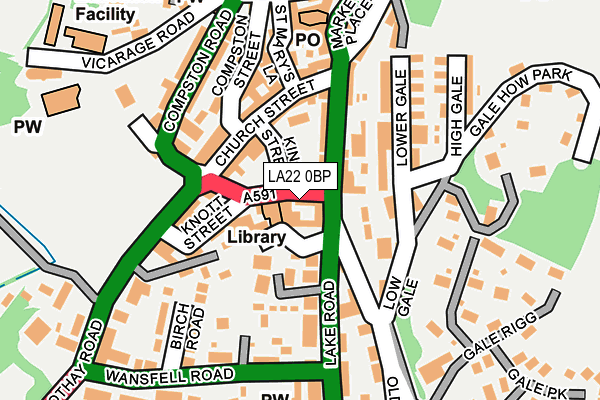LA22 0BP map - OS OpenMap – Local (Ordnance Survey)