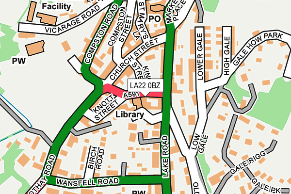 LA22 0BZ map - OS OpenMap – Local (Ordnance Survey)