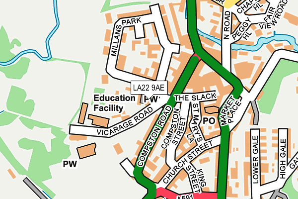 LA22 9AE map - OS OpenMap – Local (Ordnance Survey)