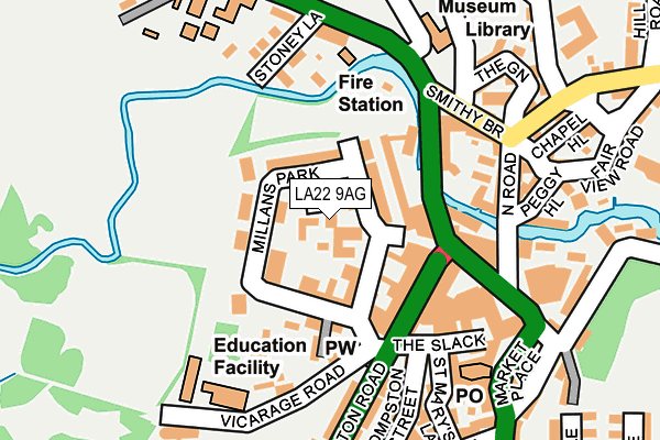 LA22 9AG map - OS OpenMap – Local (Ordnance Survey)