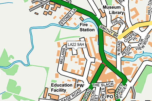 LA22 9AH map - OS OpenMap – Local (Ordnance Survey)