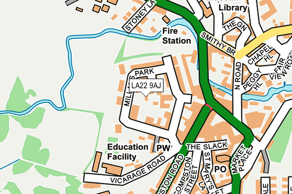 LA22 9AJ map - OS OpenMap – Local (Ordnance Survey)