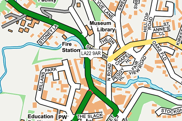 LA22 9AR map - OS OpenMap – Local (Ordnance Survey)
