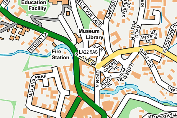 LA22 9AS map - OS OpenMap – Local (Ordnance Survey)
