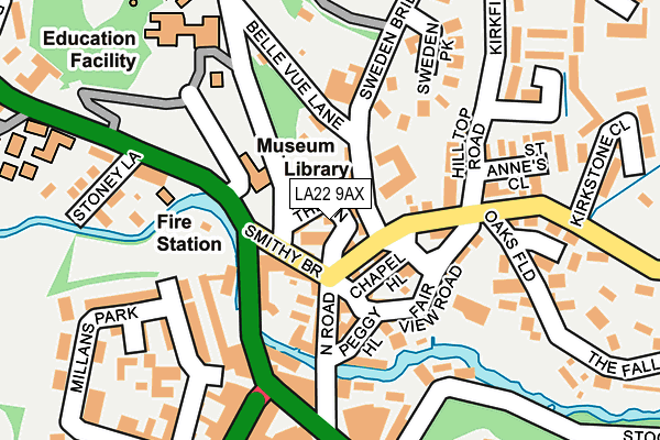 LA22 9AX map - OS OpenMap – Local (Ordnance Survey)