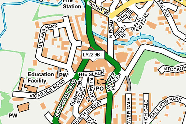 LA22 9BT map - OS OpenMap – Local (Ordnance Survey)