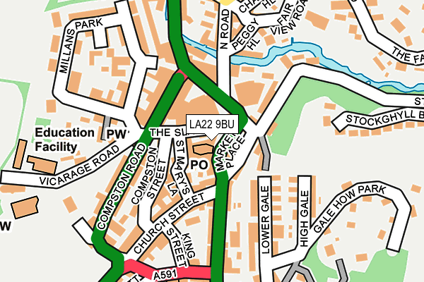 LA22 9BU map - OS OpenMap – Local (Ordnance Survey)
