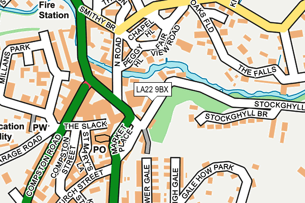 LA22 9BX map - OS OpenMap – Local (Ordnance Survey)
