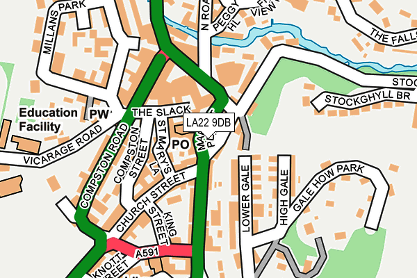 LA22 9DB map - OS OpenMap – Local (Ordnance Survey)
