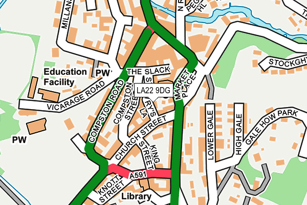 LA22 9DG map - OS OpenMap – Local (Ordnance Survey)