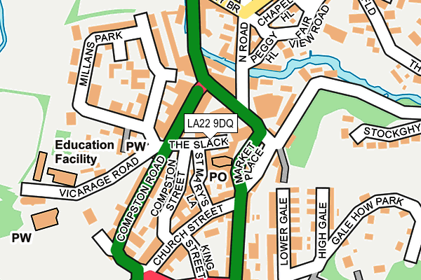 LA22 9DQ map - OS OpenMap – Local (Ordnance Survey)