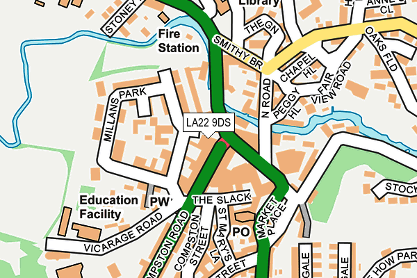 LA22 9DS map - OS OpenMap – Local (Ordnance Survey)