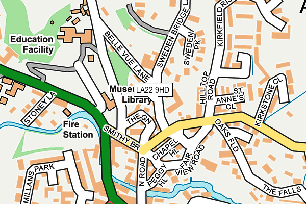 LA22 9HD map - OS OpenMap – Local (Ordnance Survey)