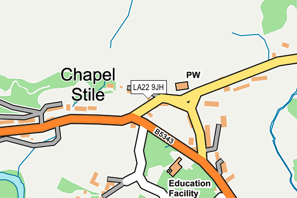 LA22 9JH map - OS OpenMap – Local (Ordnance Survey)