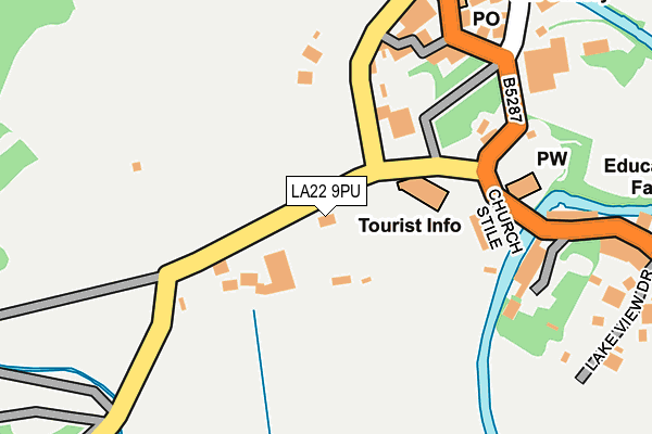 LA22 9PU map - OS OpenMap – Local (Ordnance Survey)