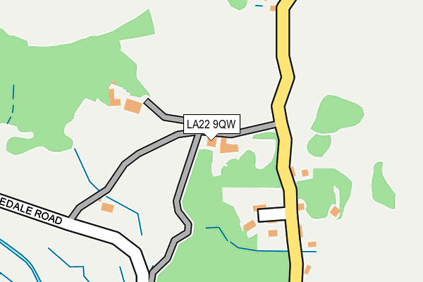 LA22 9QW map - OS OpenMap – Local (Ordnance Survey)