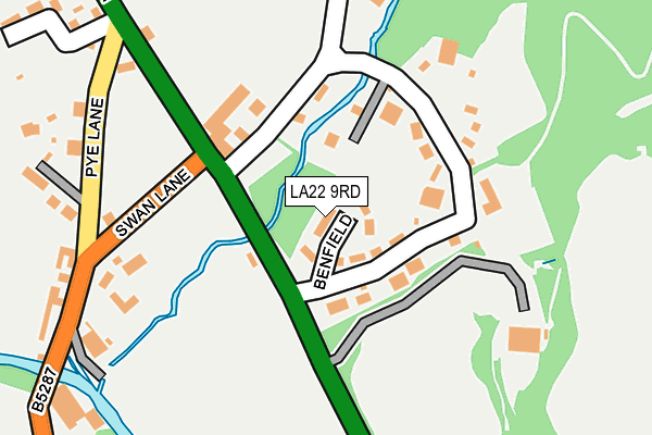LA22 9RD map - OS OpenMap – Local (Ordnance Survey)