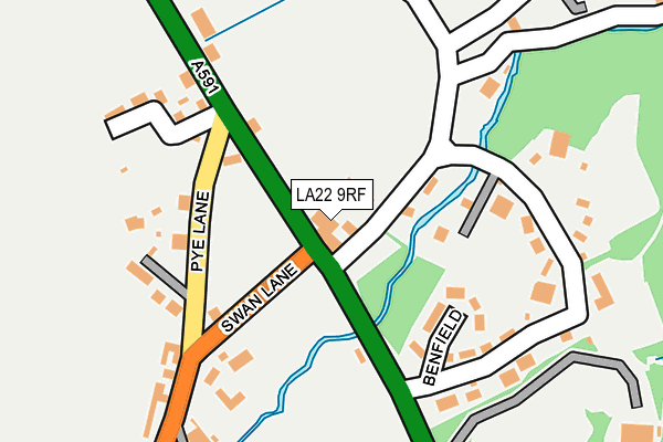 LA22 9RF map - OS OpenMap – Local (Ordnance Survey)