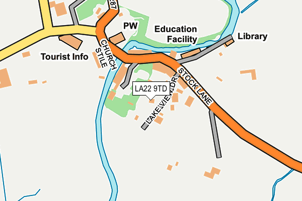 LA22 9TD map - OS OpenMap – Local (Ordnance Survey)
