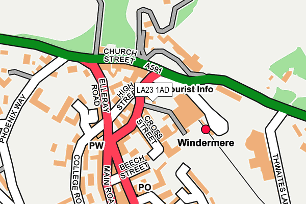 LA23 1AD map - OS OpenMap – Local (Ordnance Survey)