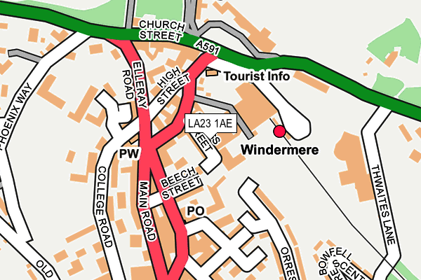 LA23 1AE map - OS OpenMap – Local (Ordnance Survey)